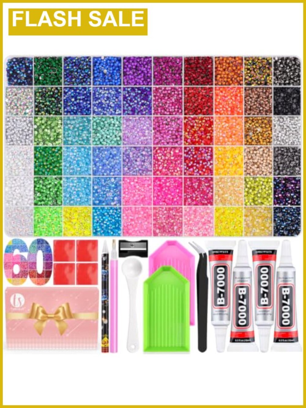 50000Pcs 60 Colors Jelly Rhinestones Bedazzling Kit with Glue